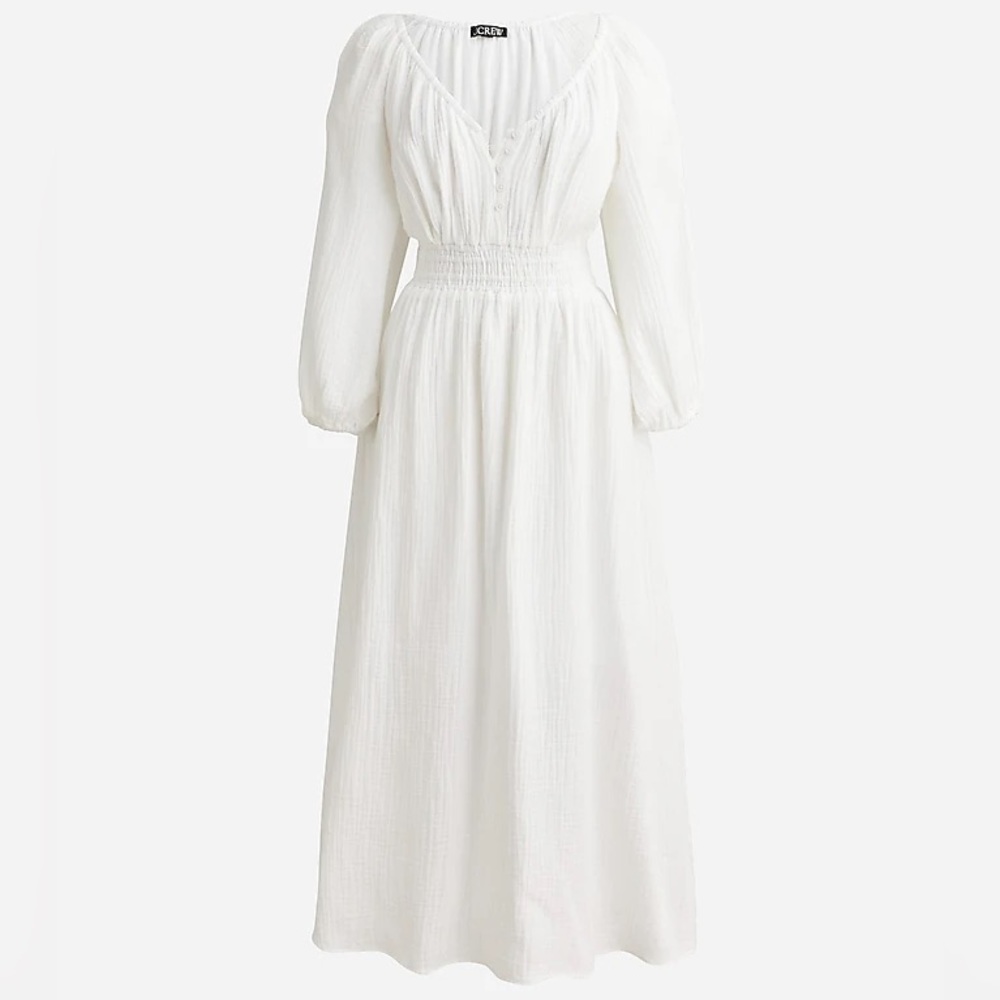 J. Crew V-neck midi dress in soft gauze white size XL